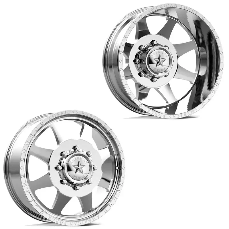 20×8.25 American Force DB02 Monument Polished PRE-11 GM DUALLY Wheels 8×6.5 Set of 6 (Fits UP to 12.50 tire)