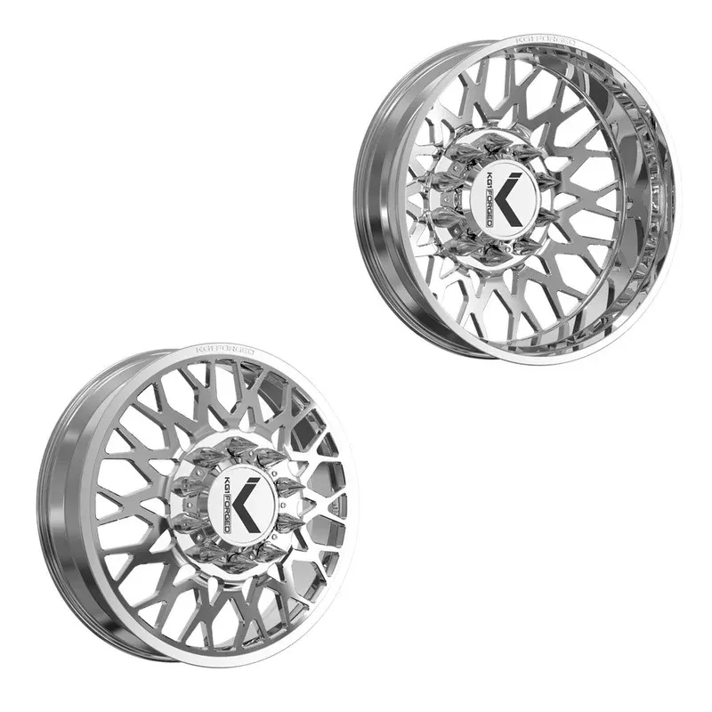 22×8.25 KG1 Forged KD019 Torture-D Polished 11-UP GM DUALLY Wheels 8×210 Set of 6 (Lug Nuts/Adapters Included) Fits UP to 13.50 tire