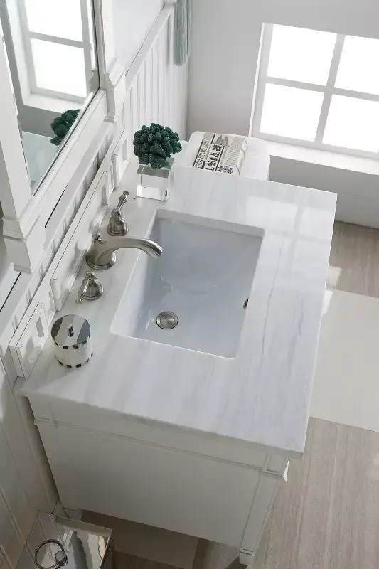 James Martin Brittany 30″ Single Vanity, Bright White w/ 3 CM Top