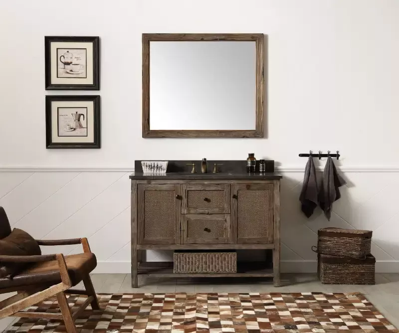 LEGION FURNITURE 48″ SOLID WOOD SINK VANITY WITH MOON STONE TOP-NO FAUCET